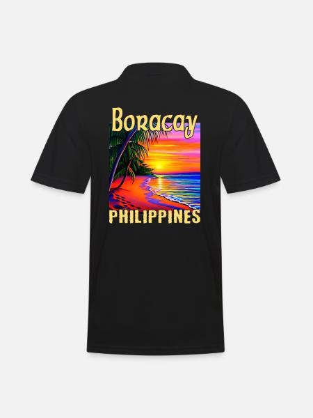Boracay Philippines Sunset - Men's Polo Shirt - black