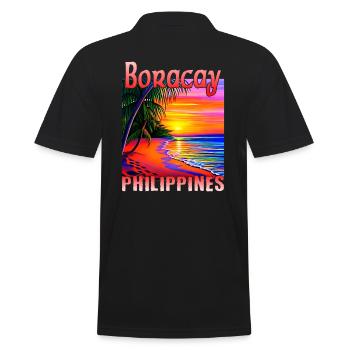 Boracay Philippinen Sonnenuntergang - Männer Poloshirt - Schwarz - Hinten - Kai (181cm)