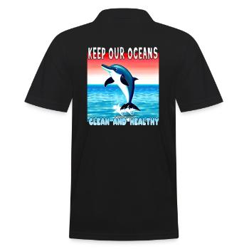 Delfin Umweltschutz ist wichtig - Männer Poloshirt - Schwarz - Hinten - Kai (181cm)