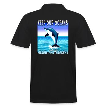 Delfin Umweltschutz ist wichtig - Männer Poloshirt - Schwarz - Hinten - Kai (181cm)