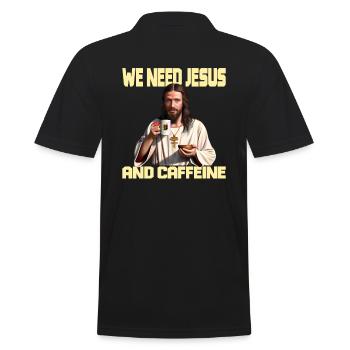 Le café et Jésus - Polo Homme - noir - Dos - Kai (181cm)