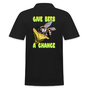 Give Bees a Chance - Men's Polo Shirt - black - Back - Kai (181cm)