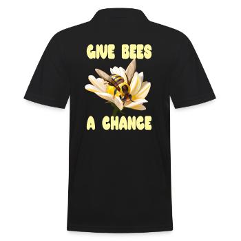 Give Bees a Chance - Men's Polo Shirt - black - Back - Kai (181cm)