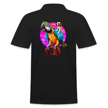 Macaw und Beagle Freundschaft - Männer Poloshirt - Schwarz - Hinten - Kai (181cm)
