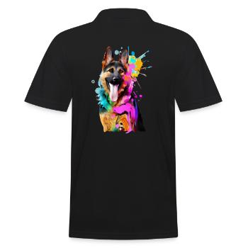 Farbkleckse Schäferhund - Männer Poloshirt - Schwarz - Hinten - Kai (181cm)