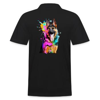 Farbkleckse Schäferhund - Männer Poloshirt - Schwarz - Hinten - Kai (181cm)