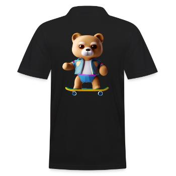 Cool bear on skateboard - Casual style - Men's Polo Shirt - black - Back - Kai (181cm)