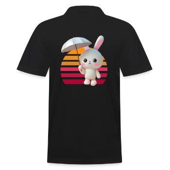 Umbrella Rabbit - Men's Polo Shirt - black - Back - Kai (181cm)