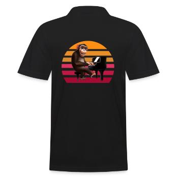 Monkey at the piano - Men's Polo Shirt - black - Back - Kai (181cm)
