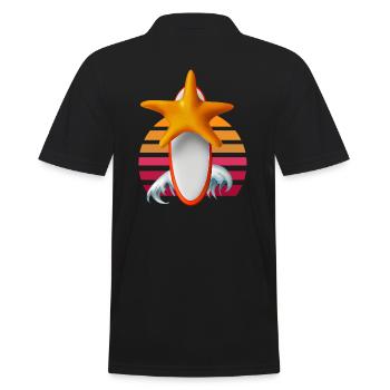 Seesterne Surfbrett - Männer Poloshirt - Schwarz - Hinten - Kai (181cm)