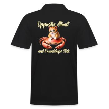 Cat on a crab - friendship - Men's Polo Shirt - black - Back - Kai (181cm)