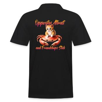 Cat on a crab - friendship - Men's Polo Shirt - black - Back - Kai (181cm)