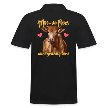 Moo-ve Over, We're Grazing Here - Men's Polo Shirt - black - Back - Kai (181cm)