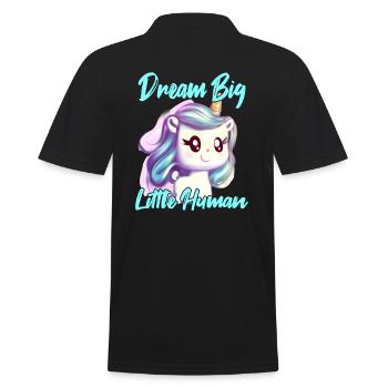 Unicorn Baby Dream Big Little Human - Men's Polo Shirt - black - Back - Kai (181cm)