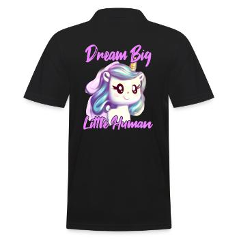 Unicorn Baby Dream Big Little Human - Men's Polo Shirt - black - Back - Kai (181cm)