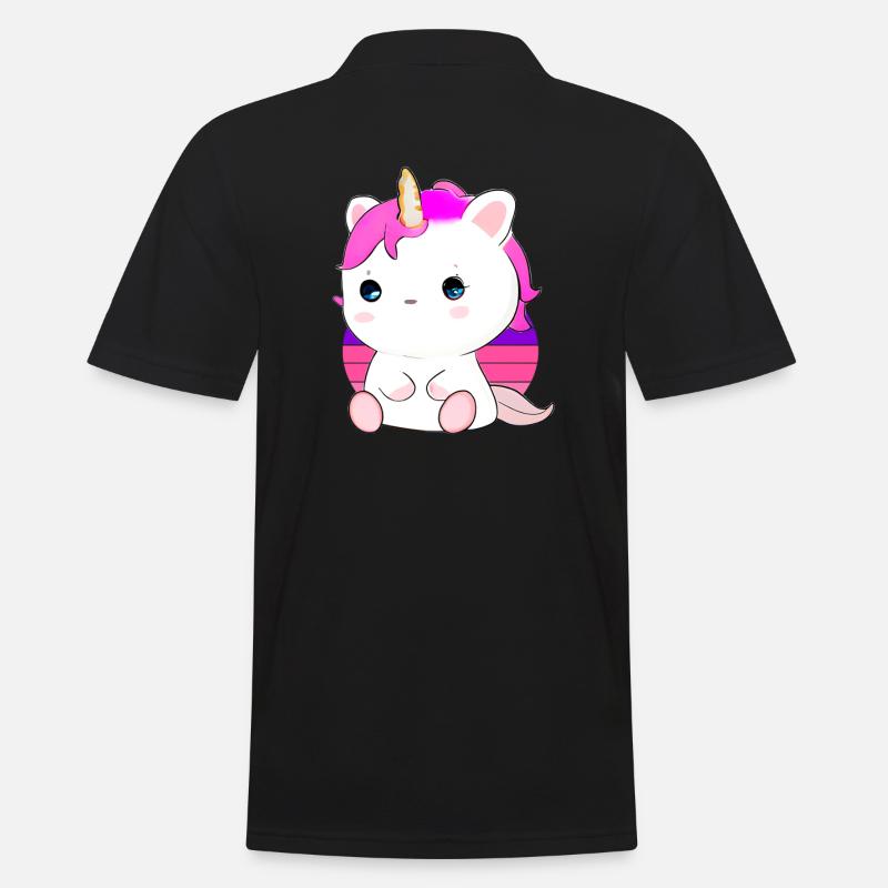 Niedliche Einhorn-Katze - Männer Poloshirt - Schwarz