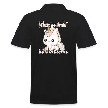 Sei immer ein Einhorn - Männer Poloshirt - Schwarz - Hinten - Kai (181cm)
