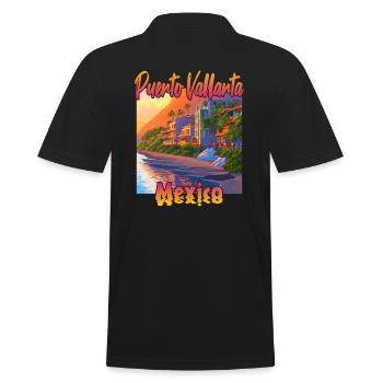 Puerto Vallarta au coucher du soleil - Polo Homme - noir - Dos - Kai (181cm)