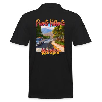Puerto Vallarta au coucher du soleil - Polo Homme - noir - Dos - Kai (181cm)
