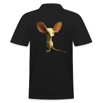 Cute long-eared jerboa design - Men's Polo Shirt - black - Back - Kai (181cm)
