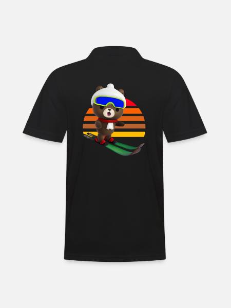 Stunned skier Bear - Men's Polo Shirt - black