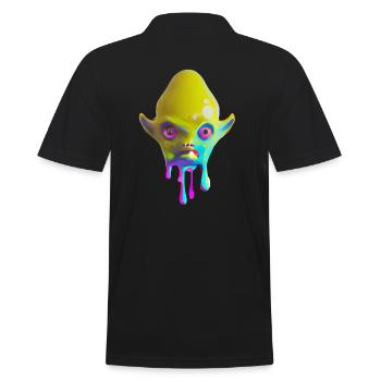 Farbenfroher Alien - Männer Poloshirt - Schwarz - Hinten - Kai (181cm)