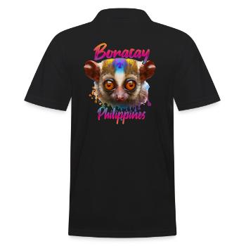 Tarsier auf Boracay, Philippinen - Männer Poloshirt - Schwarz - Hinten - Kai (181cm)