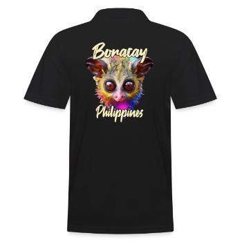 Tarsier auf Boracay, Philippinen - Männer Poloshirt - Schwarz - Hinten - Kai (181cm)