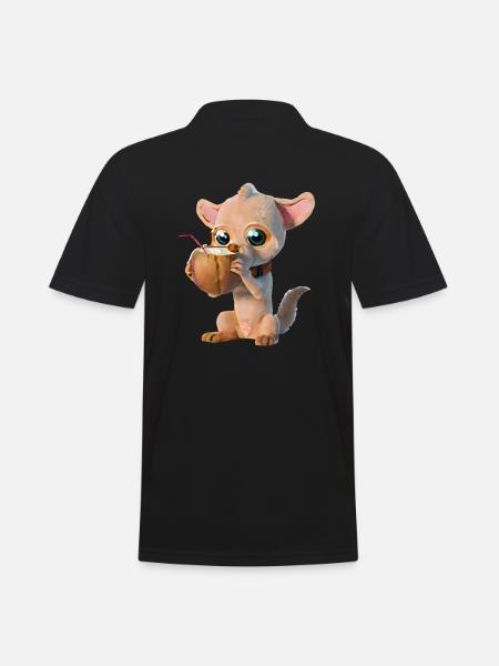 Cute dog drinks from coconut - Men's Polo Shirt - black