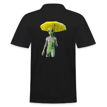 Alien with umbrella - Men's Polo Shirt - black - Back - Kai (181cm)