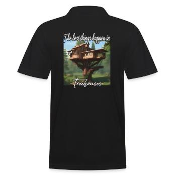 Treehouse - Best Things Happen - Men's Polo Shirt - black - Back - Kai (181cm)