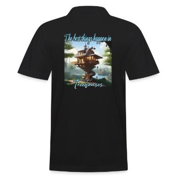 Treehouse - Best Things Happen - Men's Polo Shirt - black - Back - Kai (181cm)