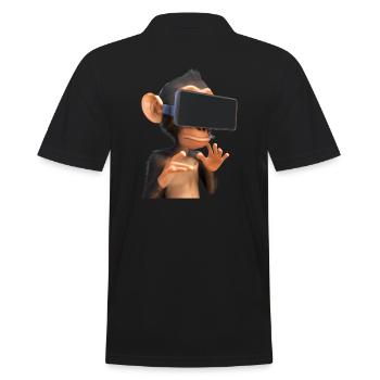 Affe mit VR-Brille - Männer Poloshirt - Schwarz - Hinten - Kai (181cm)