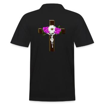 Jesus Cross Flowers - Men's Polo Shirt - black - Back - Kai (181cm)