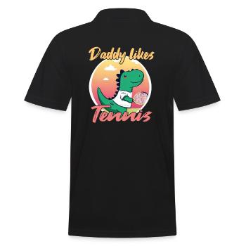 Tennis dinosaure : Papa aime le tennis - Polo Homme - noir - Dos - Kai (181cm)