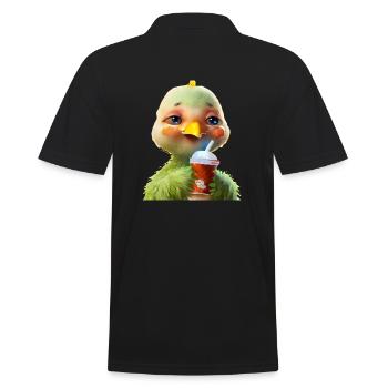 Cute chicken with soft drink - Men's Polo Shirt - black - Back - Kai (181cm)