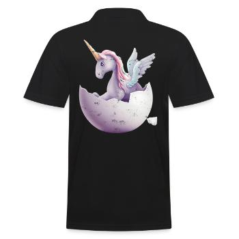 Baby unicorn hatches from egg - Men's Polo Shirt - black - Back - Kai (181cm)
