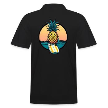 Ananas kawaii au coucher du soleil - Polo Homme - noir - Dos - Kai (181cm)