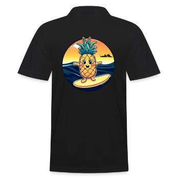 Ananas kawaii au coucher du soleil - Polo Homme - noir - Dos - Kai (181cm)
