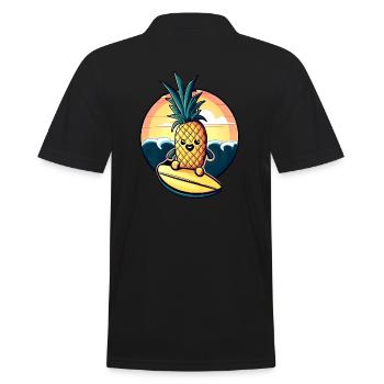 Ananas kawaii au coucher du soleil - Polo Homme - noir - Dos - Kai (181cm)