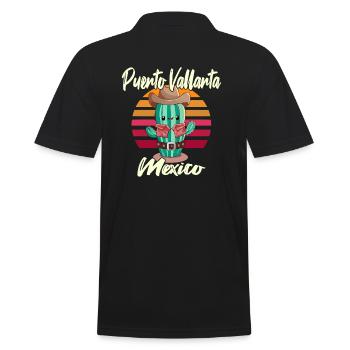 Kaktus in Puerto Vallarta - Männer Poloshirt - Schwarz - Hinten - Kai (181cm)