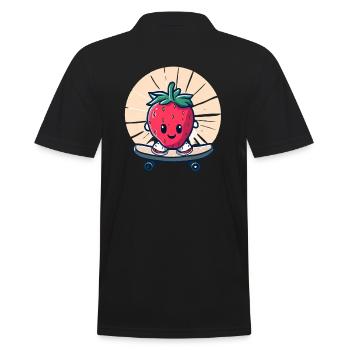 Skateboard fraise au coucher du soleil - Polo Homme - noir - Dos - Kai (181cm)