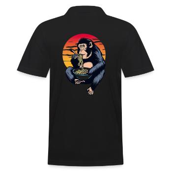 Schimpanse Ramen im Sonnenuntergang - Männer Poloshirt - Schwarz - Hinten - Kai (181cm)