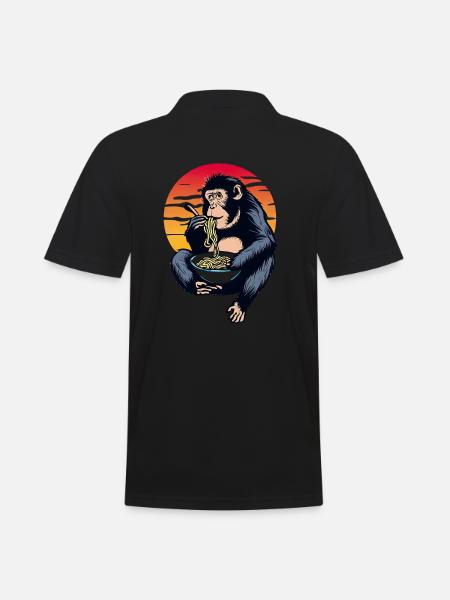 Chimpanzee ramen in the sunset - Men's Polo Shirt - black