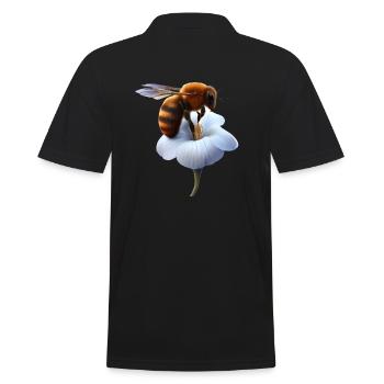 Biene auf Blume - Männer Poloshirt - Schwarz - Hinten - Kai (181cm)