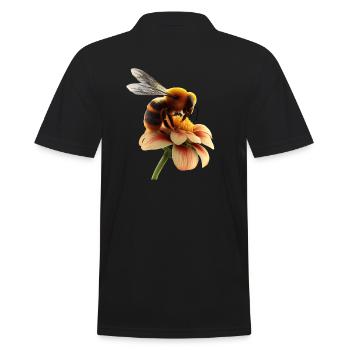 Biene auf Blume - Männer Poloshirt - Schwarz - Hinten - Kai (181cm)
