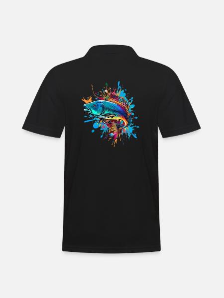 Farbenfroher Fisch - Männer Poloshirt - Schwarz