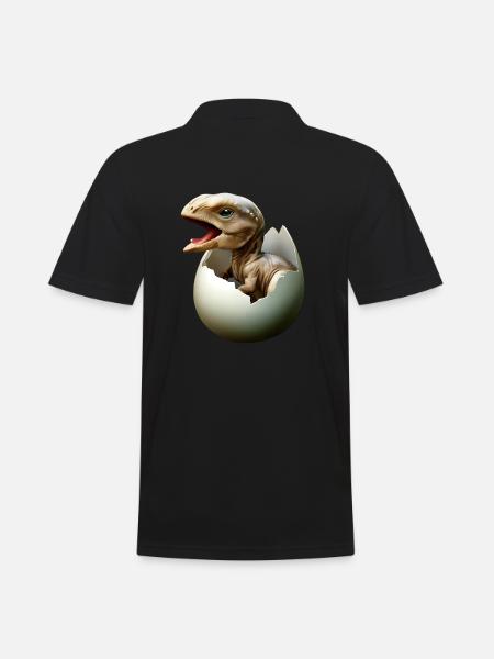 Baby dinosaur hatches from egg - Men's Polo Shirt - black