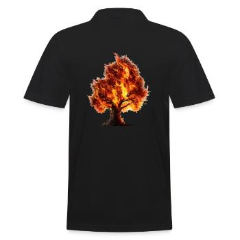 Baum in Flammen - Männer Poloshirt - Schwarz - Hinten - Kai (181cm)