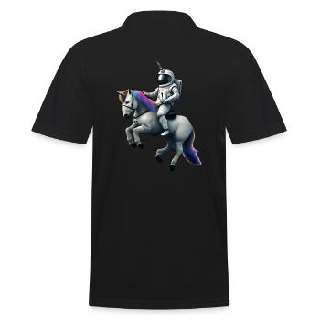 Astronaut auf Einhorn mit Einhorn Helm - Männer Poloshirt - Schwarz - Hinten - Kai (181cm)